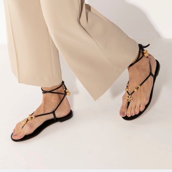 NWOB Tory Burch Capri Lace‑Up Sandals – Perfect Black – Size 8 – With Dust Bag - Picture 5 of 13